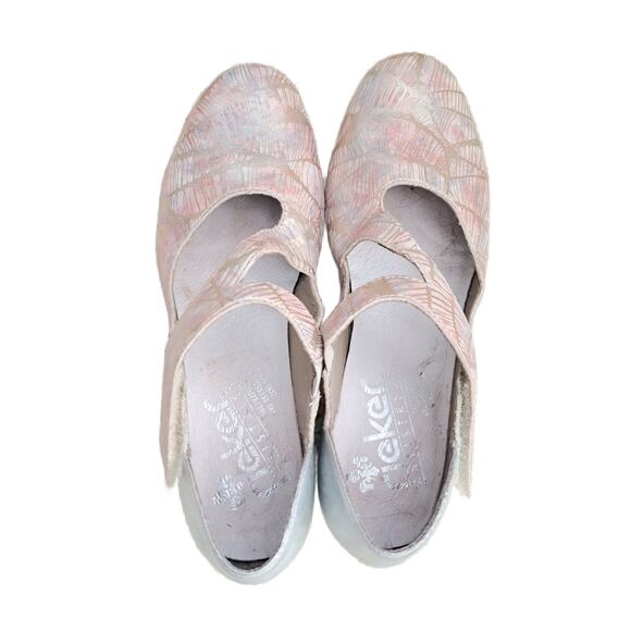 REIKER Rose / Silver Mary Jane Strap Low Heel Comfort Pump Court Shoe Size 37 - Picture 7 of 12